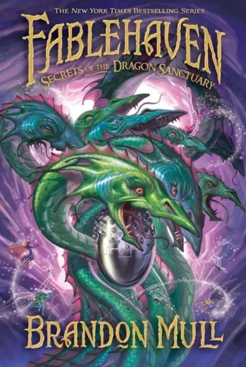 Fablehaven book cover featuring a mystical forest preserve with magical creatures