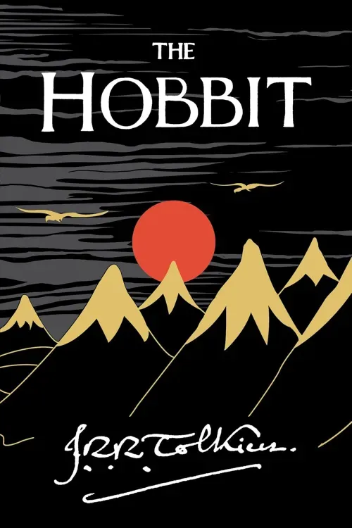 The Hobbit book cover with Tolkien's original illustration